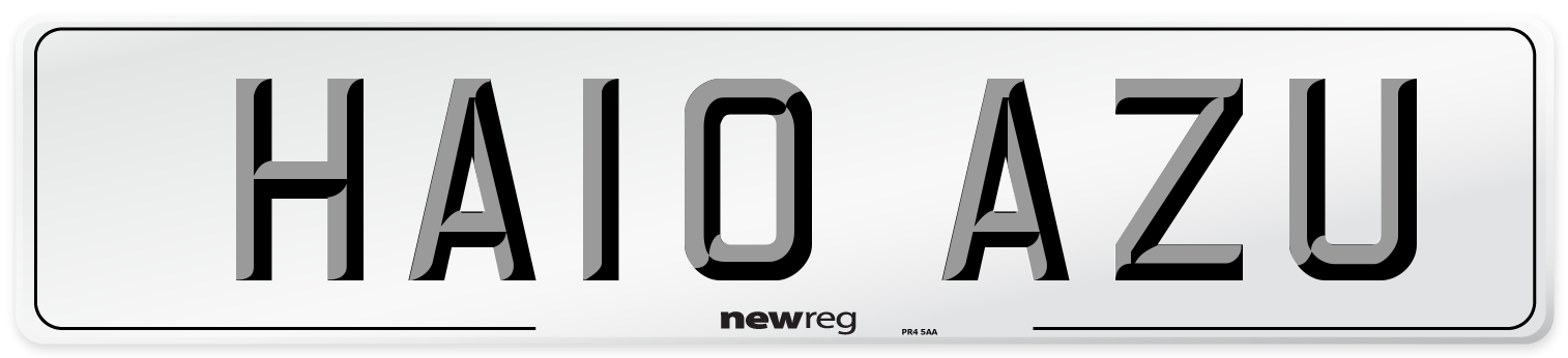 HA10 AZU Number Plate from New Reg